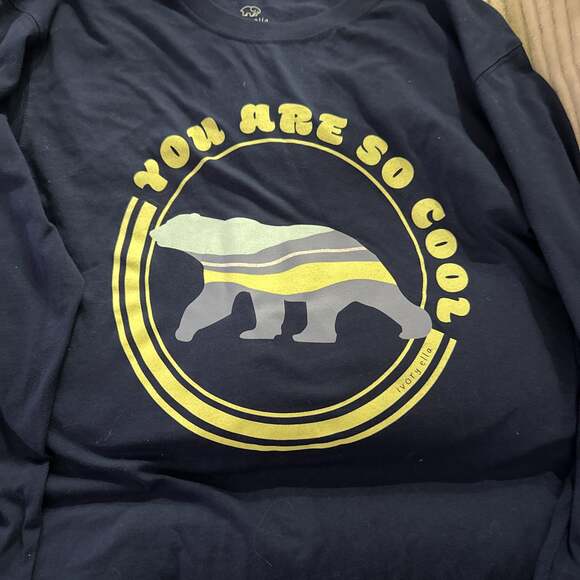 Ivory Ella Polar Bear Northern Lights Medium Womens Blue Graphic Logo Hoodie - Picture 2 of 3